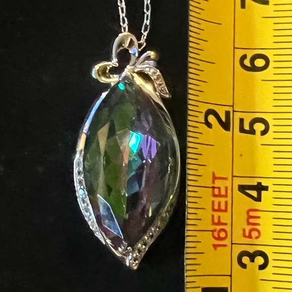 3 pc BEAUTIFUL STERLING SILVER & LARGE MYSTIC TOPAZ RING 8 & Pendant 14CTW ea - Picture 7 of 8